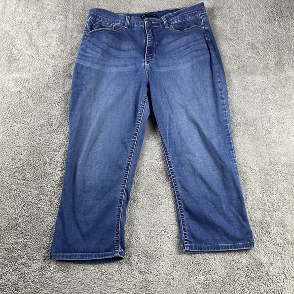 Lee Jeans Capris Womens 10 Medium  32x19 Blue Stretch - Picture 1 of 14